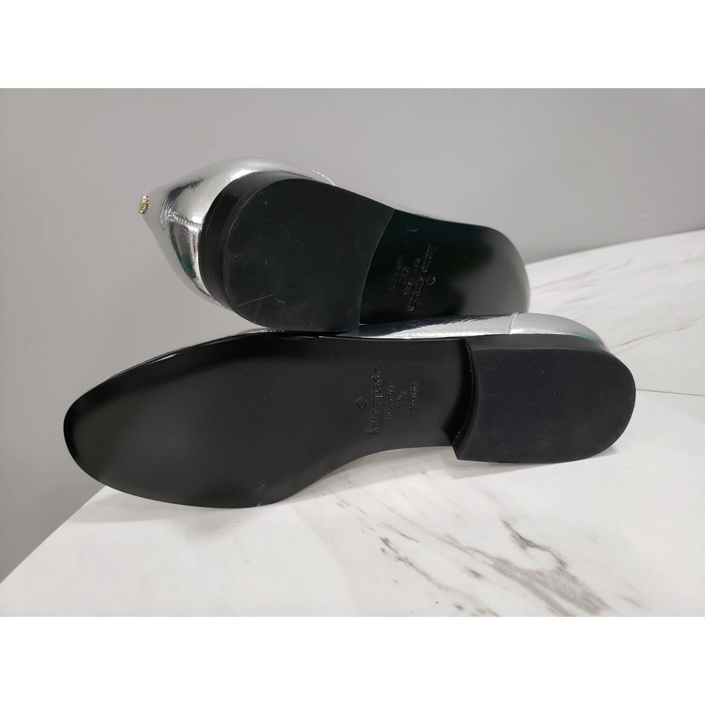 SIZE 8.5 - Kate Spade New York METALLIC SILVER Women's Genevieve Loafers Slip On - Picture 4 of 8